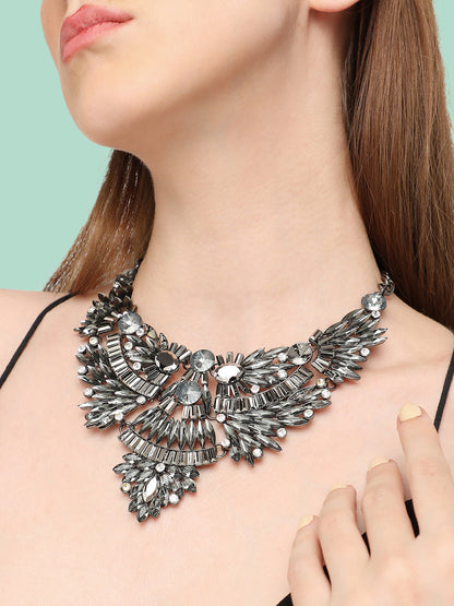 GOLD PLATED PARTY DESIGNER STONE STATEMENT NECKLACE FOR WOMEN
