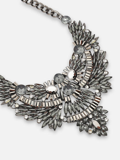 GOLD PLATED PARTY DESIGNER STONE STATEMENT NECKLACE FOR WOMEN