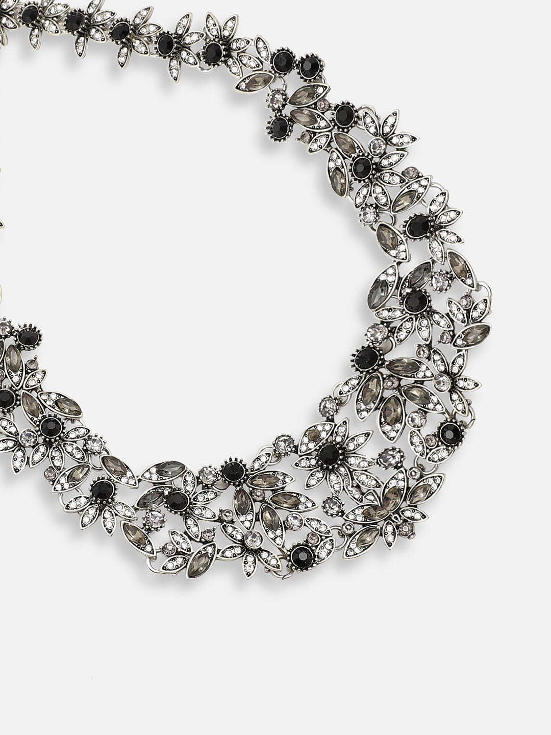 SILVER PLATED PARTY DESIGNER STONE STATEMENT NECKLACE FOR WOMEN