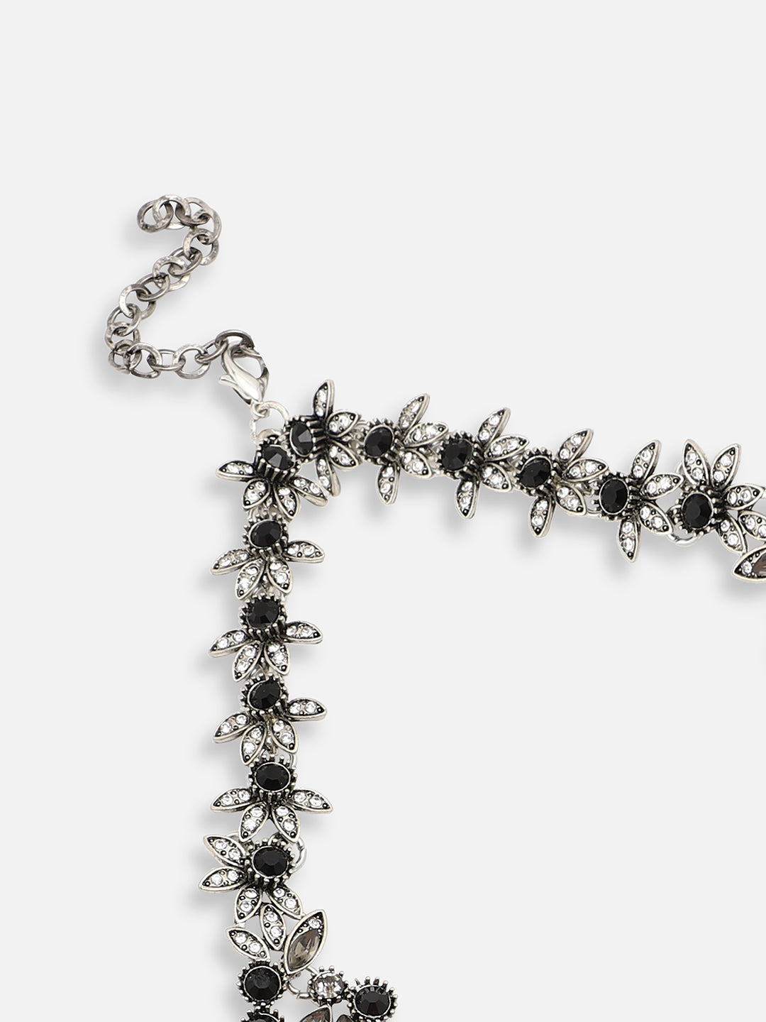 SILVER PLATED PARTY DESIGNER STONE STATEMENT NECKLACE FOR WOMEN