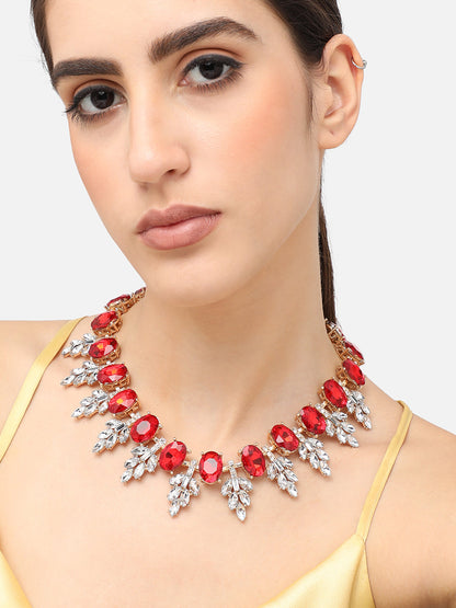 Silver Plated Party Designer Stone Statement Necklace For Women