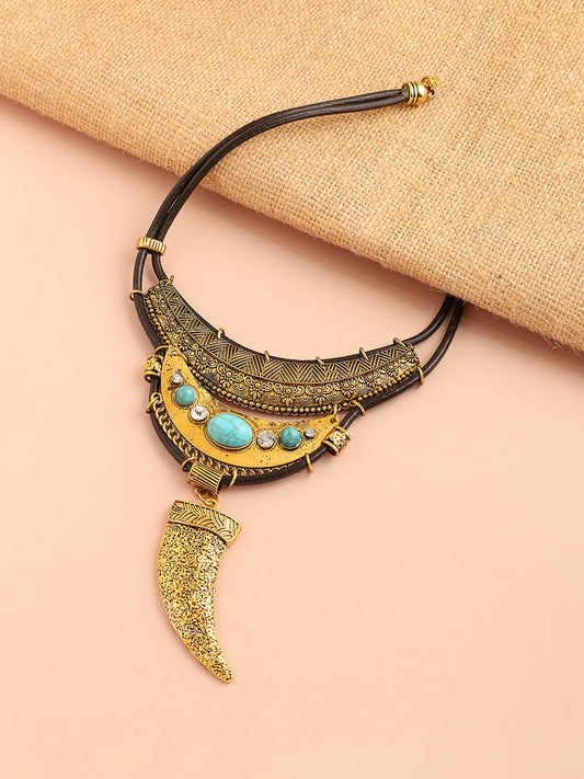 Gold Plated Party Designer Stone Statement Necklace For Women