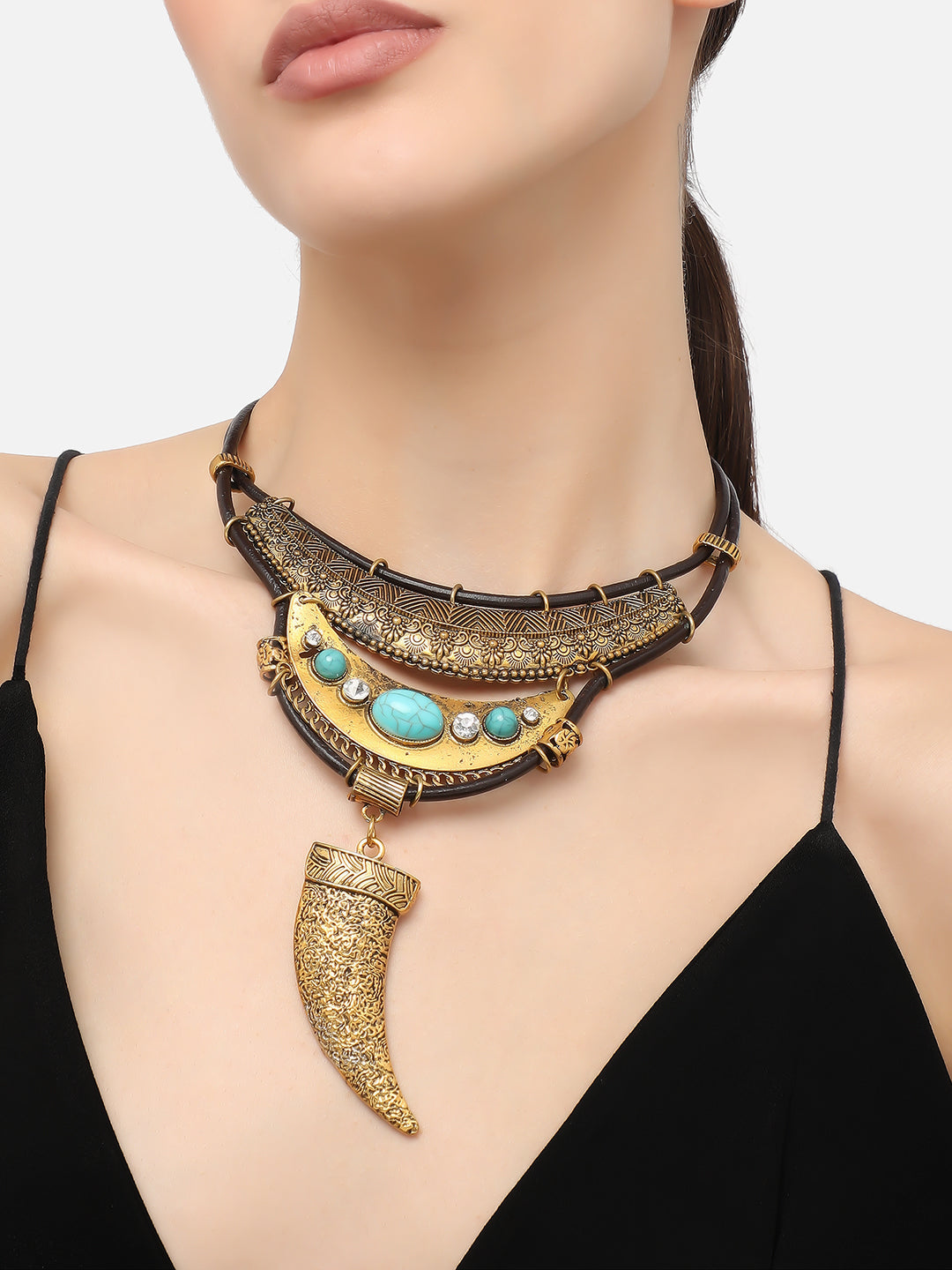Gold Plated Party Designer Stone Statement Necklace For Women