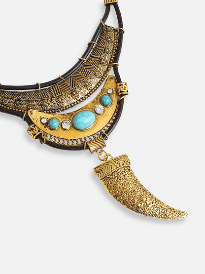Gold Plated Party Designer Stone Statement Necklace For Women