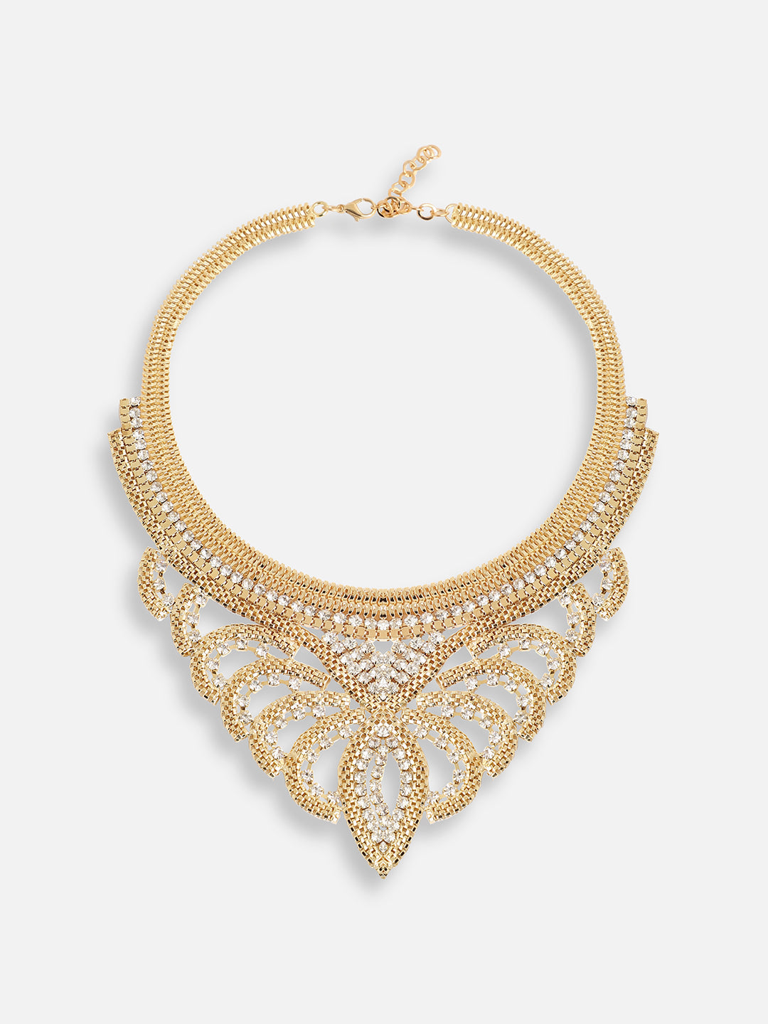 GOLD PLATED PARTY DESIGNER STONE STATEMENT NECKLACE FOR WOMEN