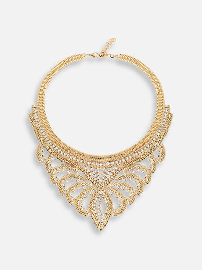 GOLD PLATED PARTY DESIGNER STONE STATEMENT NECKLACE FOR WOMEN
