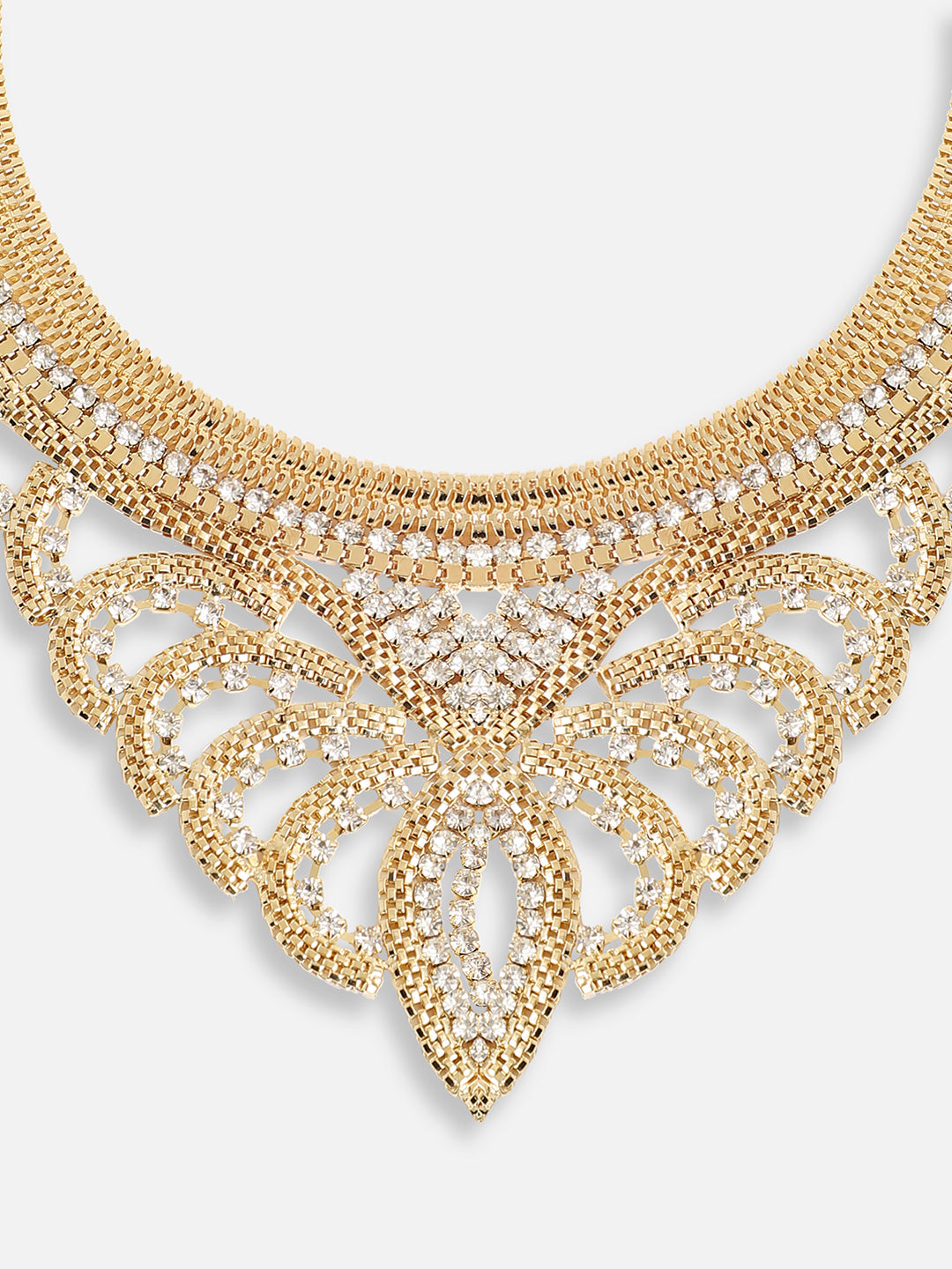 GOLD PLATED PARTY DESIGNER STONE STATEMENT NECKLACE FOR WOMEN