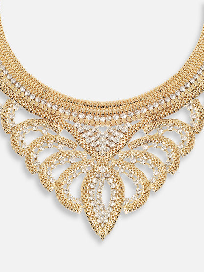 GOLD PLATED PARTY DESIGNER STONE STATEMENT NECKLACE FOR WOMEN