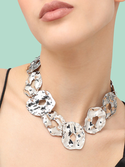Silver Plated Party Designer Stone Statement Necklace For Women