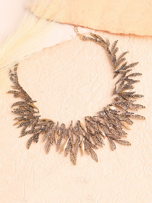 GOLD PLATED PARTY DESIGNER STONE STATEMENT NECKLACE FOR WOMEN