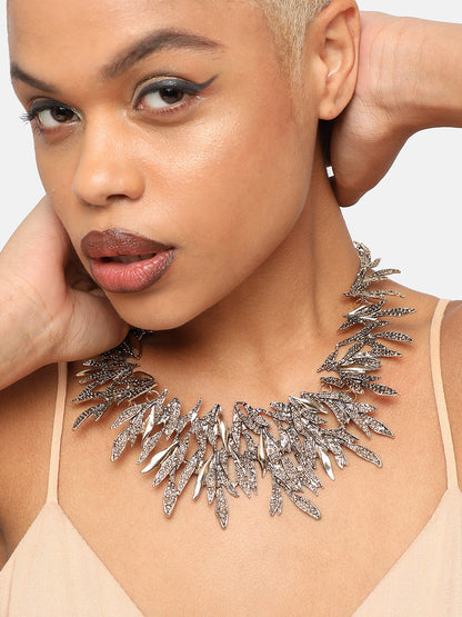 GOLD PLATED PARTY DESIGNER STONE STATEMENT NECKLACE FOR WOMEN