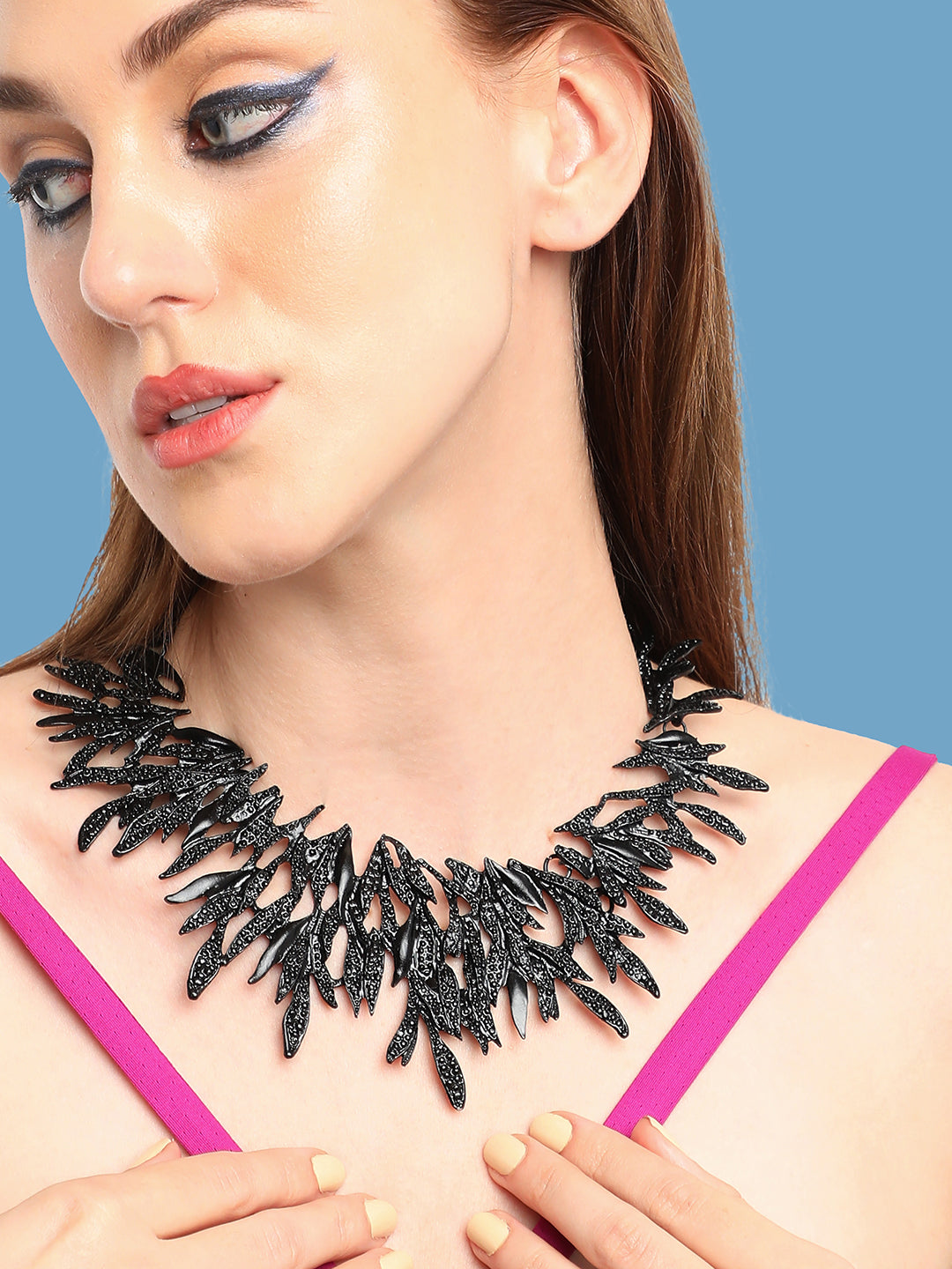 GOLD PLATED PARTY DESIGNER STONE STATEMENT NECKLACE FOR WOMEN