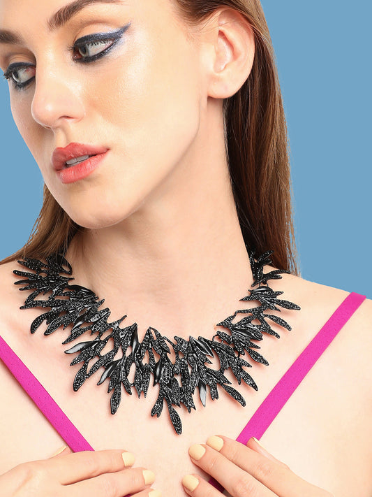 GOLD PLATED PARTY DESIGNER STONE STATEMENT NECKLACE FOR WOMEN