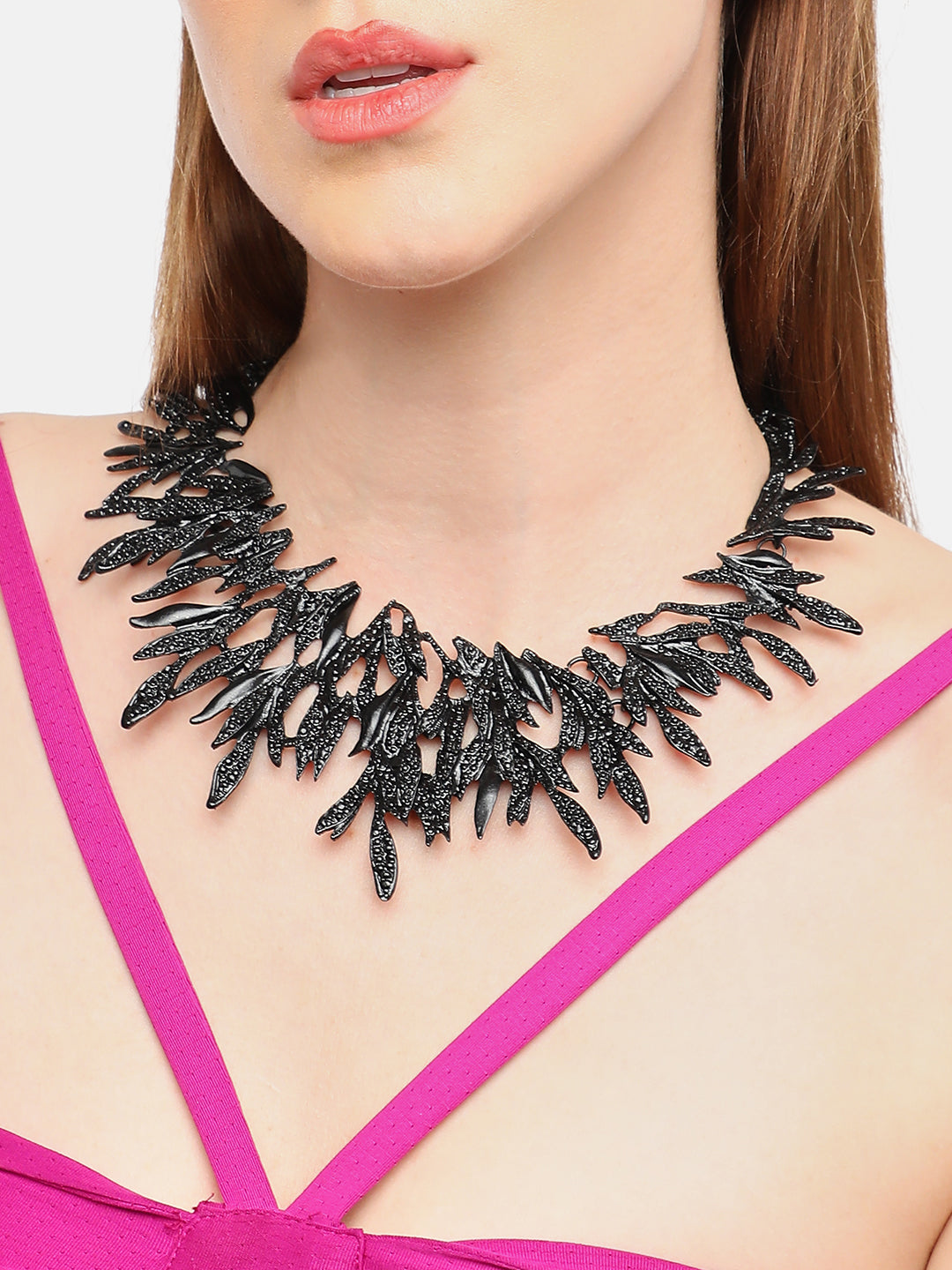 GOLD PLATED PARTY DESIGNER STONE STATEMENT NECKLACE FOR WOMEN