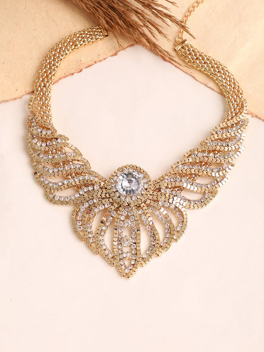 GOLD PLATED PARTY DESIGNER STONE STATEMENT NECKLACE FOR WOMEN