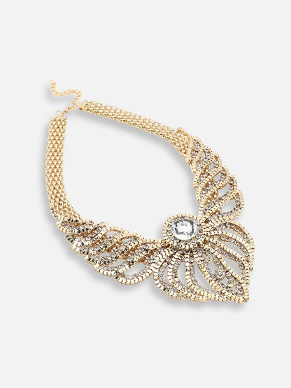 GOLD PLATED PARTY DESIGNER STONE STATEMENT NECKLACE FOR WOMEN