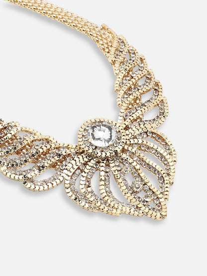 GOLD PLATED PARTY DESIGNER STONE STATEMENT NECKLACE FOR WOMEN