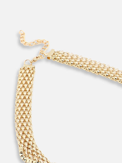 GOLD PLATED PARTY DESIGNER STONE STATEMENT NECKLACE FOR WOMEN