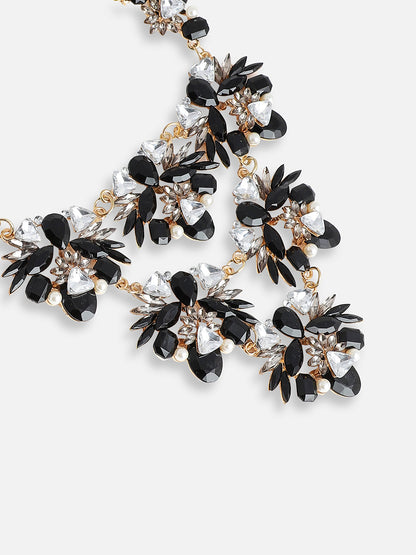 SILVER PLATED PARTY DESIGNER STONE STATEMENT NECKLACE FOR WOMEN