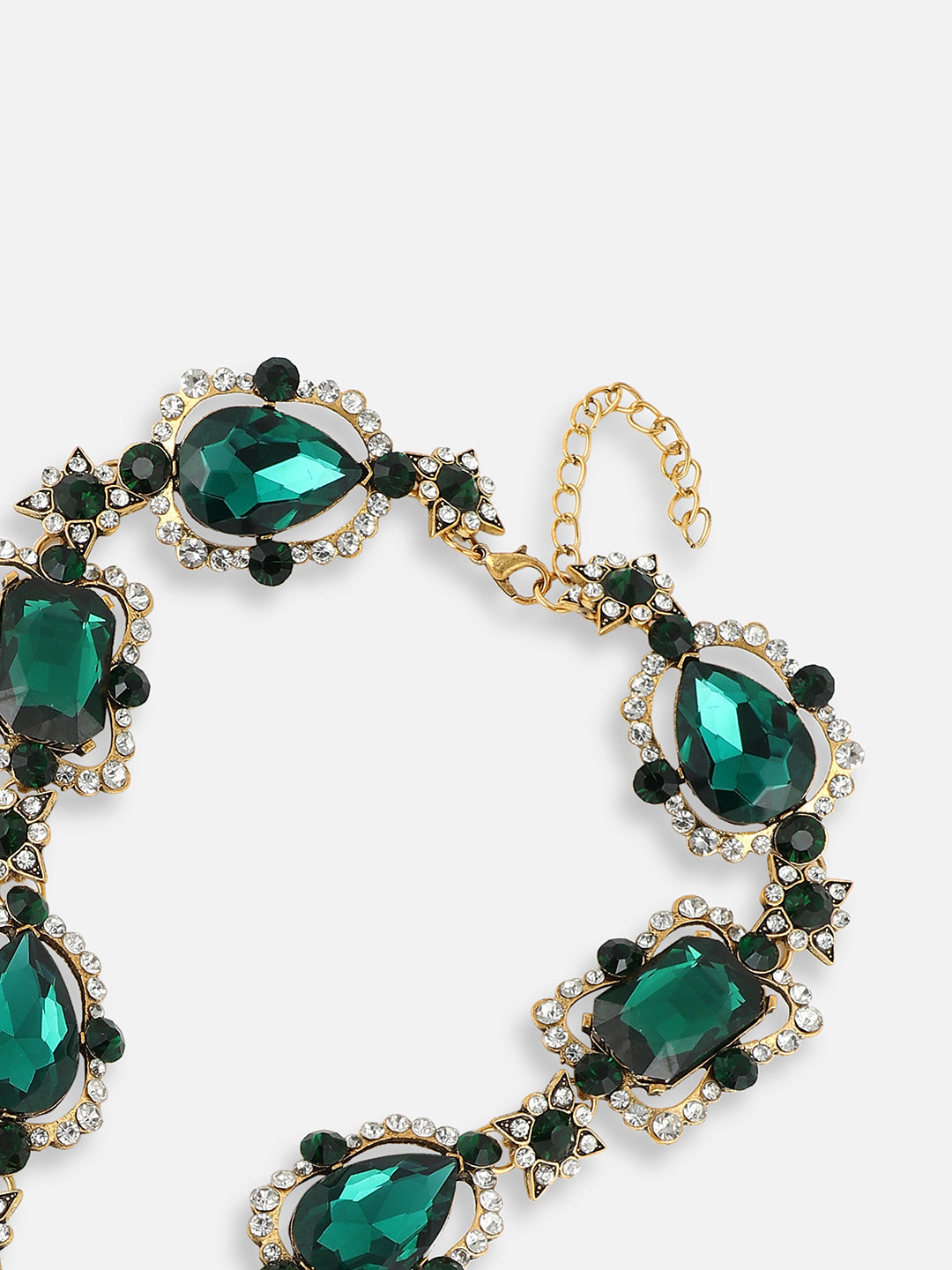 GOLD PLATED PARTY DESIGNER STONE STATEMENT NECKLACE FOR WOMEN