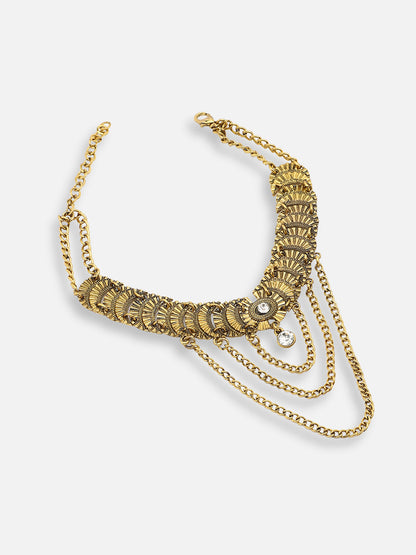 GOLD PLATED PARTY DESIGNER STONE STATEMENT NECKLACE FOR WOMEN