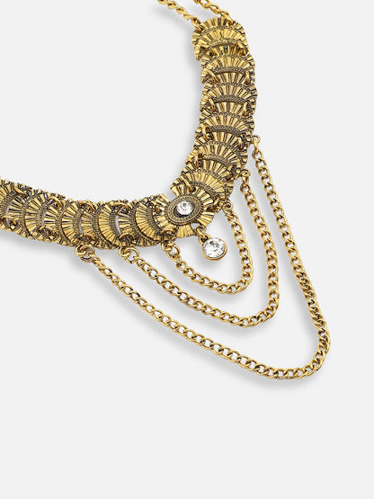 GOLD PLATED PARTY DESIGNER STONE STATEMENT NECKLACE FOR WOMEN