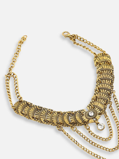GOLD PLATED PARTY DESIGNER STONE STATEMENT NECKLACE FOR WOMEN