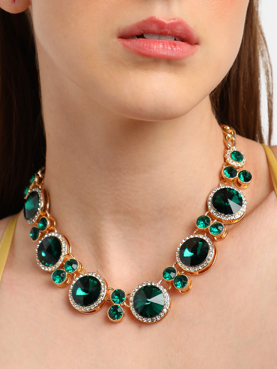 SILVER PLATED PARTY DESIGNER STONE STATEMENT NECKLACE FOR WOMEN