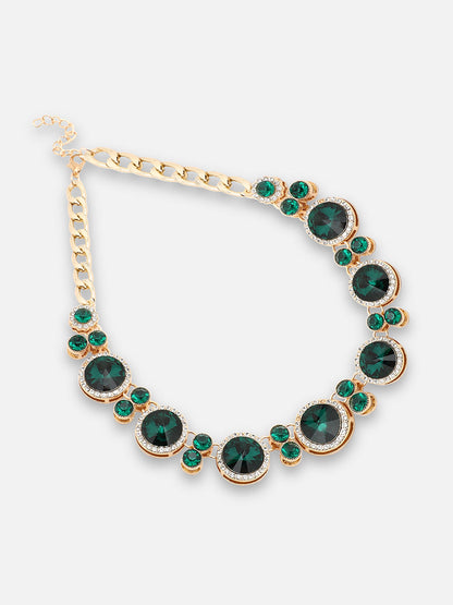 SILVER PLATED PARTY DESIGNER STONE STATEMENT NECKLACE FOR WOMEN
