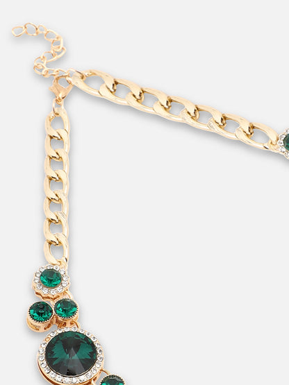 SILVER PLATED PARTY DESIGNER STONE STATEMENT NECKLACE FOR WOMEN
