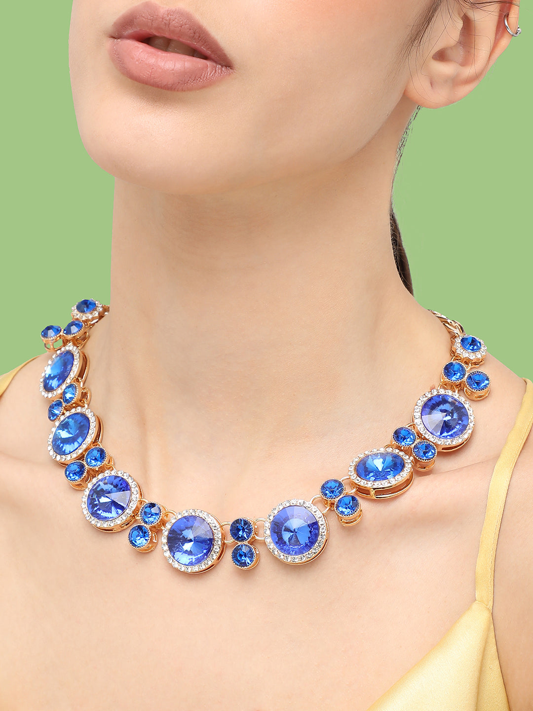 Gold Plated Party Designer Stone Statement Necklace For Women