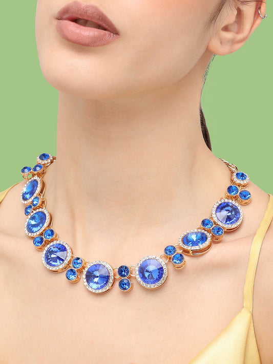 Gold Plated Party Designer Stone Statement Necklace For Women