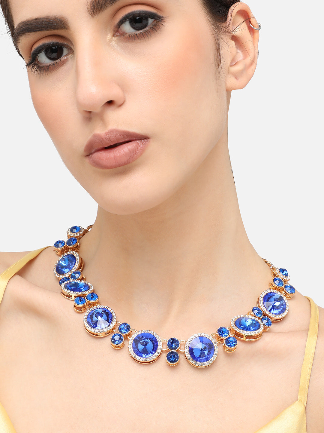 Gold Plated Party Designer Stone Statement Necklace For Women
