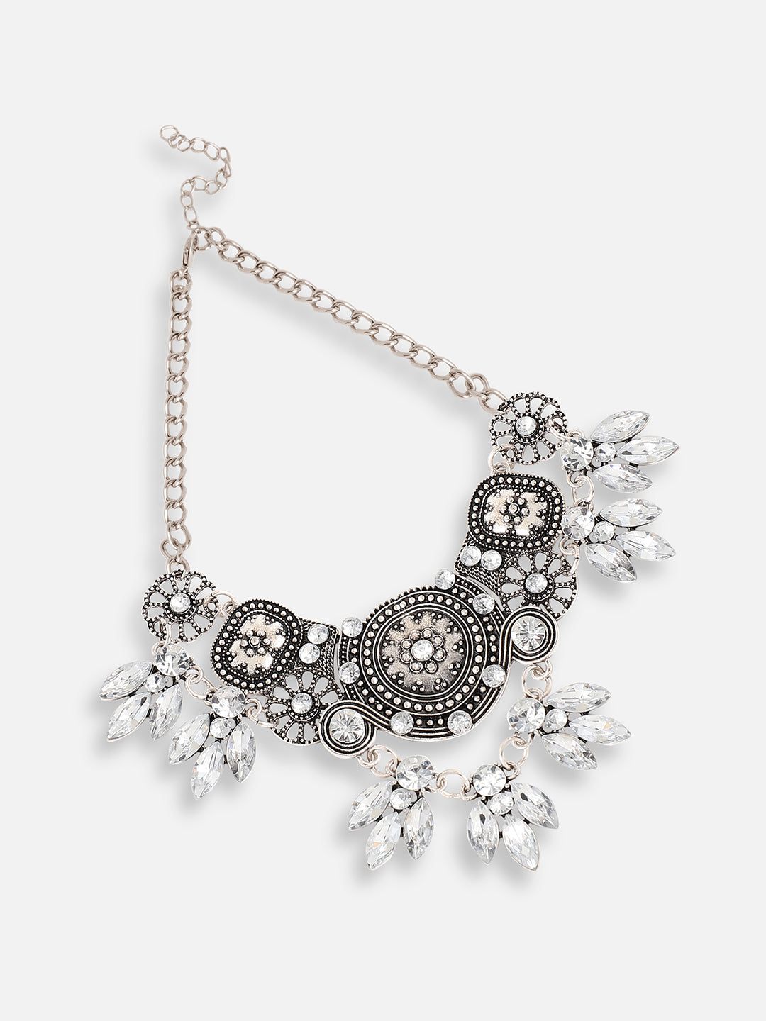 GOLD PLATED PARTY DESIGNER STONE STATEMENT NECKLACE FOR WOMEN