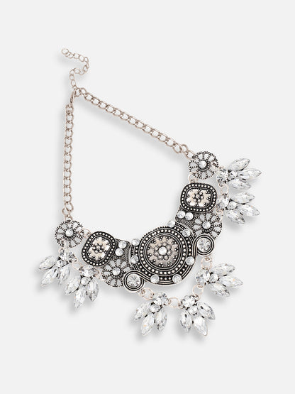 GOLD PLATED PARTY DESIGNER STONE STATEMENT NECKLACE FOR WOMEN