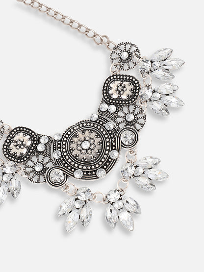 GOLD PLATED PARTY DESIGNER STONE STATEMENT NECKLACE FOR WOMEN