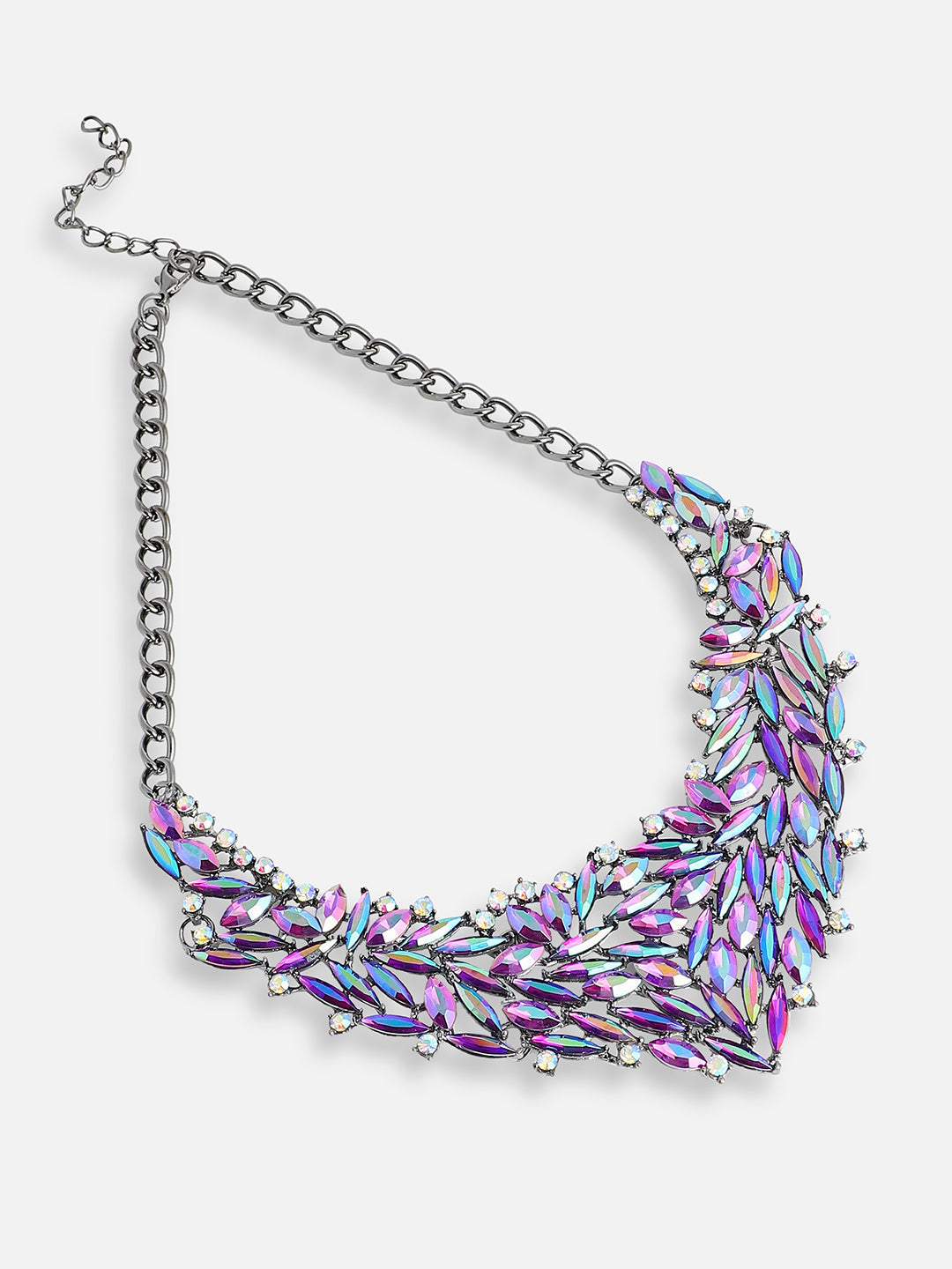 GOLD PLATED PARTY DESIGNER STONE STATEMENT NECKLACE FOR WOMEN