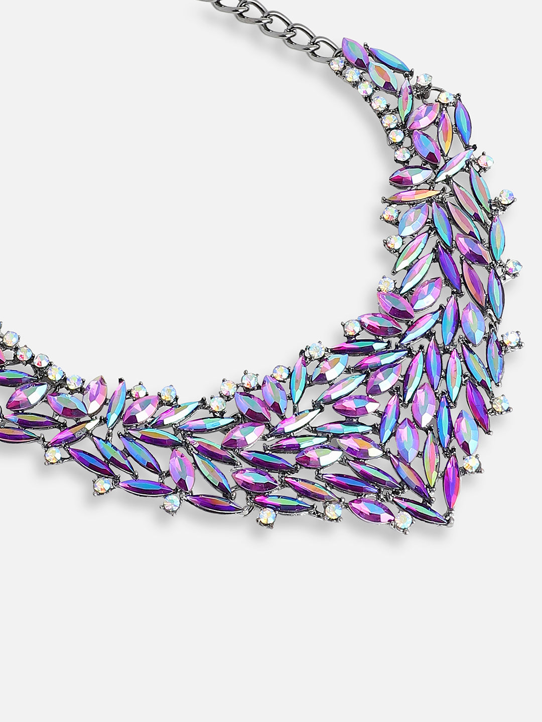 GOLD PLATED PARTY DESIGNER STONE STATEMENT NECKLACE FOR WOMEN