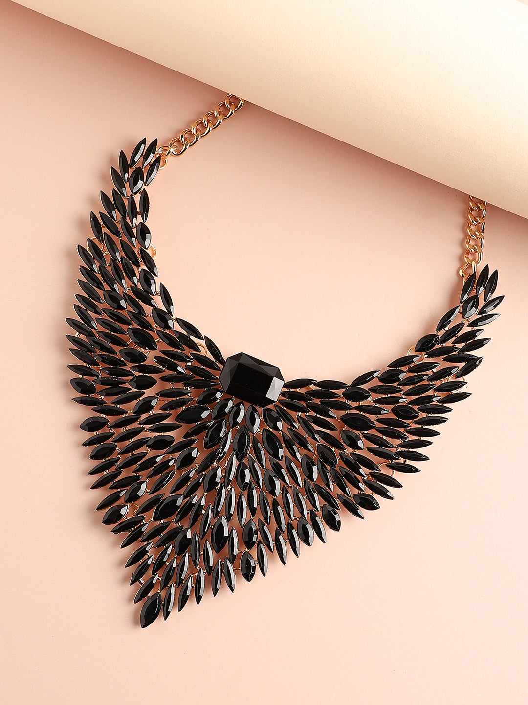 GOLD PLATED PARTY DESIGNER STONE STATEMENT NECKLACE FOR WOMEN