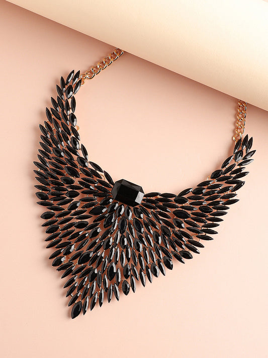 GOLD PLATED PARTY DESIGNER STONE STATEMENT NECKLACE FOR WOMEN