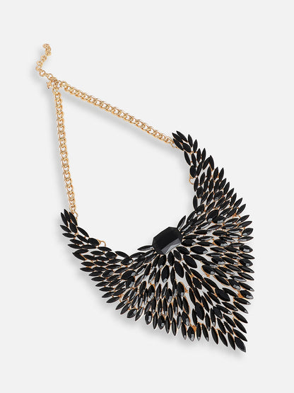 GOLD PLATED PARTY DESIGNER STONE STATEMENT NECKLACE FOR WOMEN