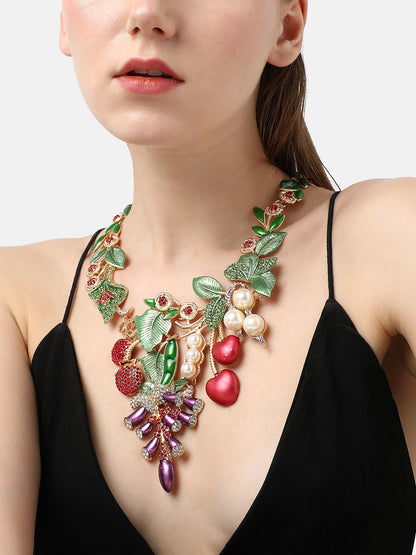 GOLD PLATED DESIGNER STONE PARTY NECKLACE FOR WOMEN