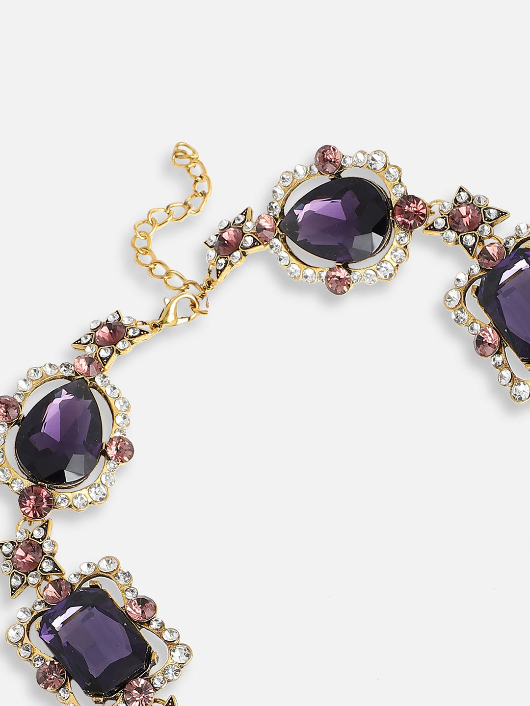 GOLD PLATED PARTY DESIGNER STONE STATEMENT NECKLACE FOR WOMEN