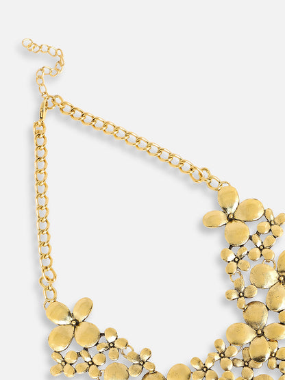 GOLD PLATED PARTY DESIGNER STONE STATEMENT NECKLACE FOR WOMEN