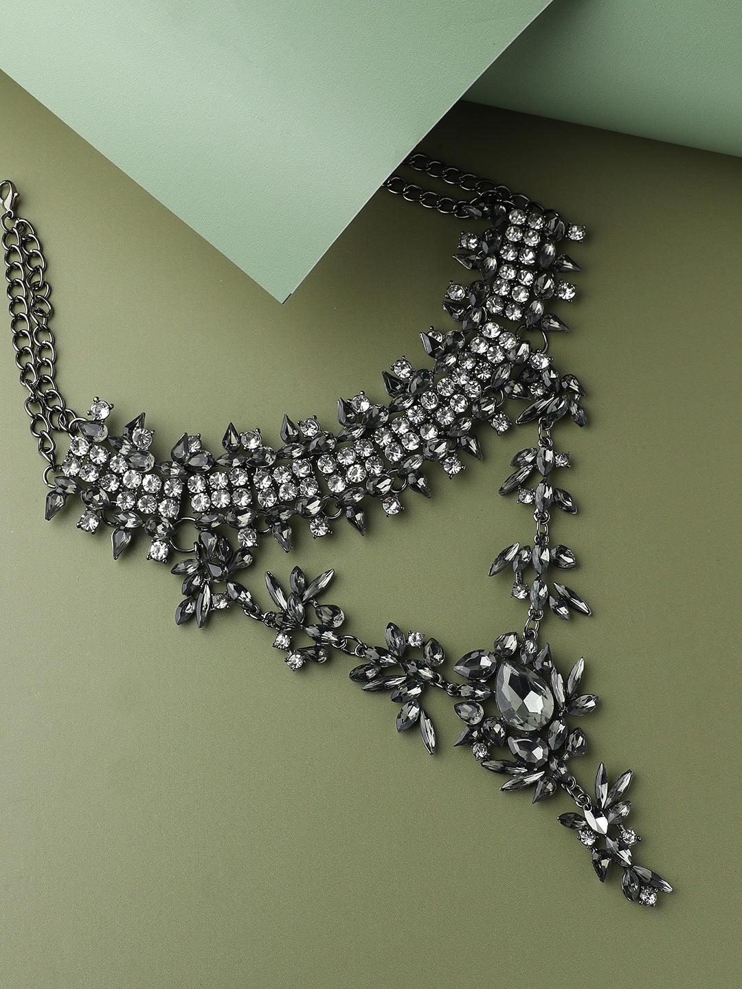 GOLD PLATED PARTY DESIGNER STONE STATEMENT NECKLACE FOR WOMEN