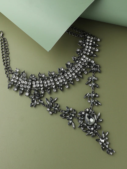 GOLD PLATED PARTY DESIGNER STONE STATEMENT NECKLACE FOR WOMEN
