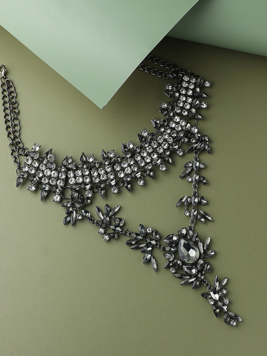 GOLD PLATED PARTY DESIGNER STONE STATEMENT NECKLACE FOR WOMEN