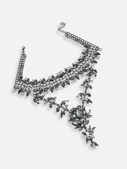 GOLD PLATED PARTY DESIGNER STONE STATEMENT NECKLACE FOR WOMEN