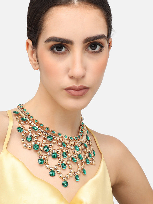 Gold Plated Party Designer Stone Statement Necklace For Women