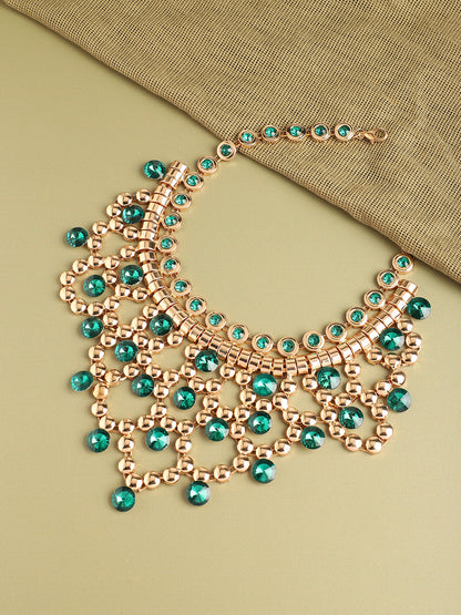 Gold Plated Party Designer Stone Statement Necklace For Women